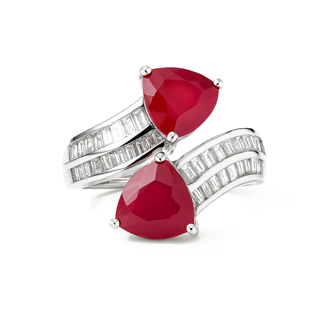 Aanura Silver Radiant-Cut Gemstone Statement Ring