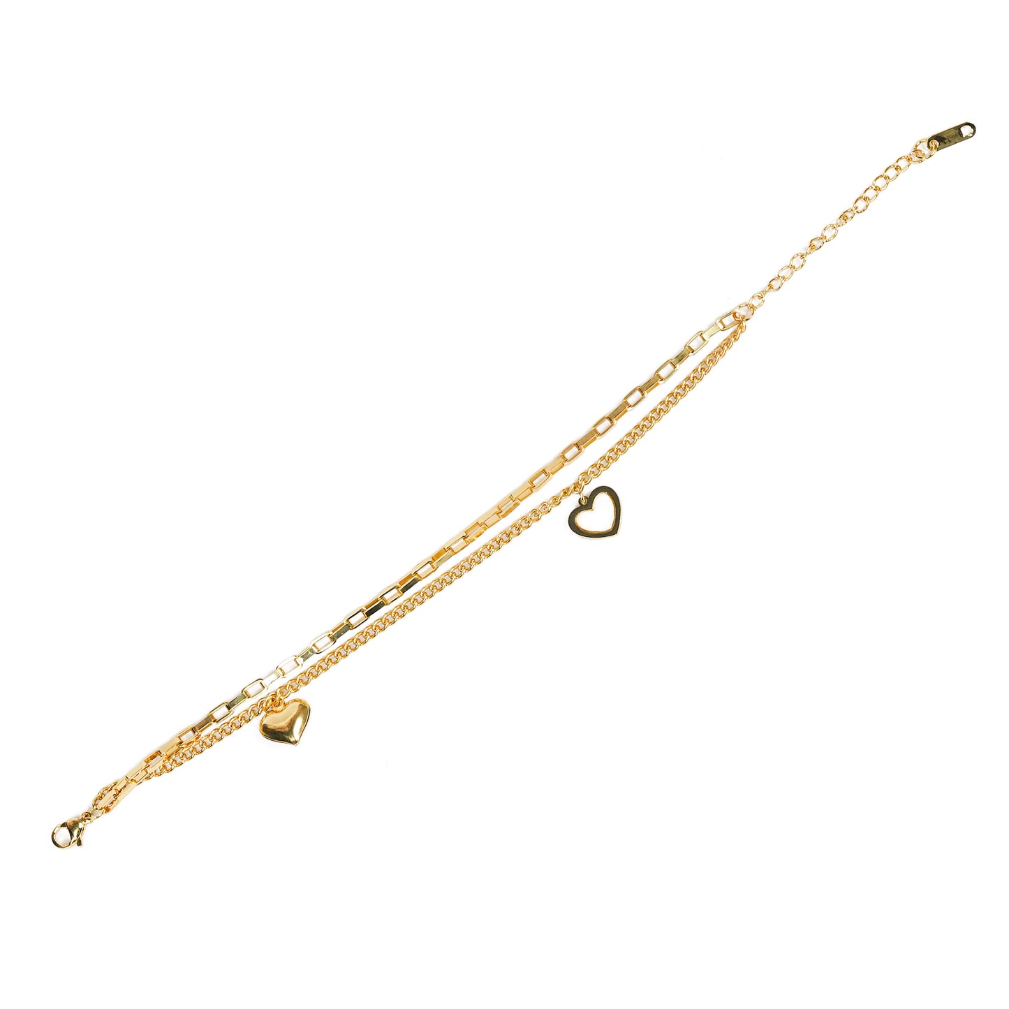 Aanura Heart Charm Gold Plated Chain Bracelet