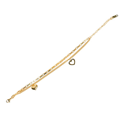 Aanura Heart Charm Gold Plated Chain Bracelet