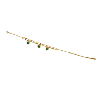 Aanura Triple Heart Charm Gold Plated Bracelet