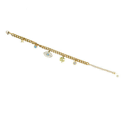 Aanura Evil Eye Charm Adjustable Chain Bracelet