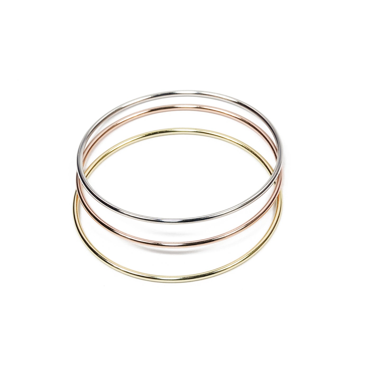 Aanura Trio Tone Minimal Slip-On Bracelet Set