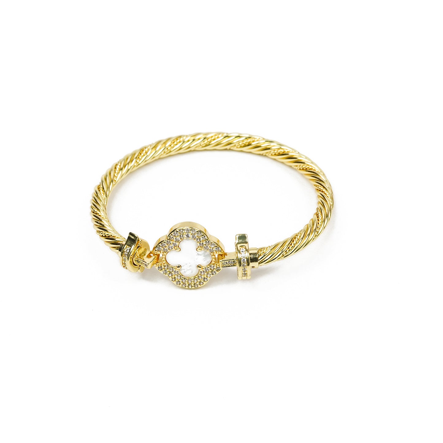 Aanura Luxe Clover Lock Statement Bracelet