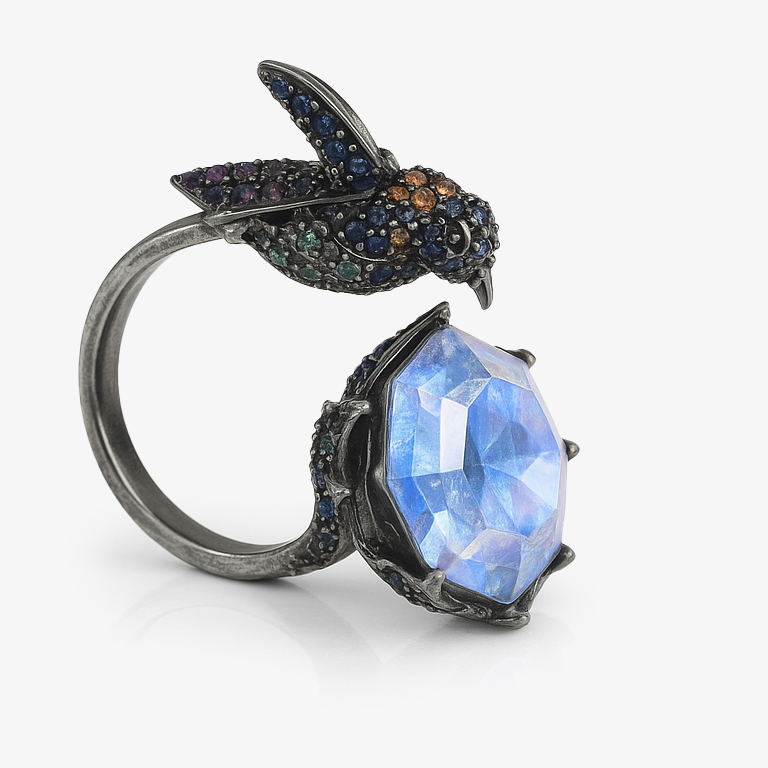 Aanura Silver Encrusted Insect-Inspired Ring