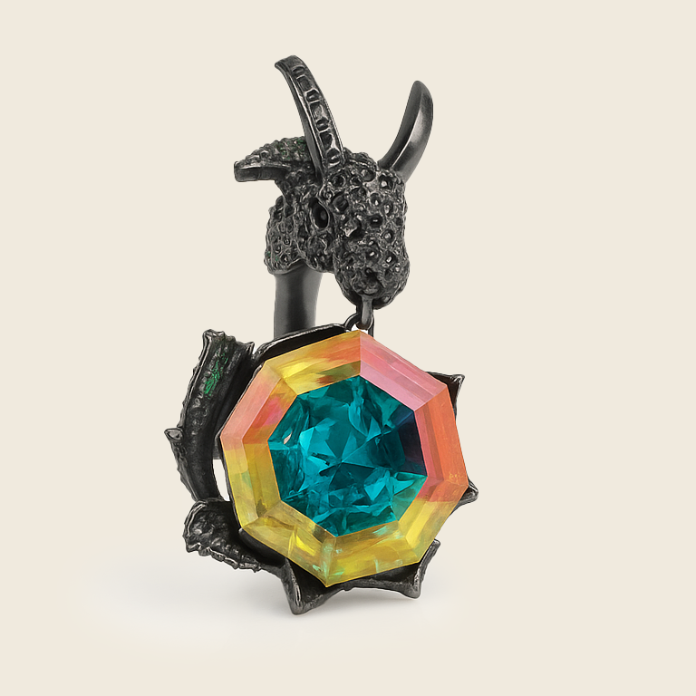 Aanura Silver Encrusted Insect-Inspired Ring