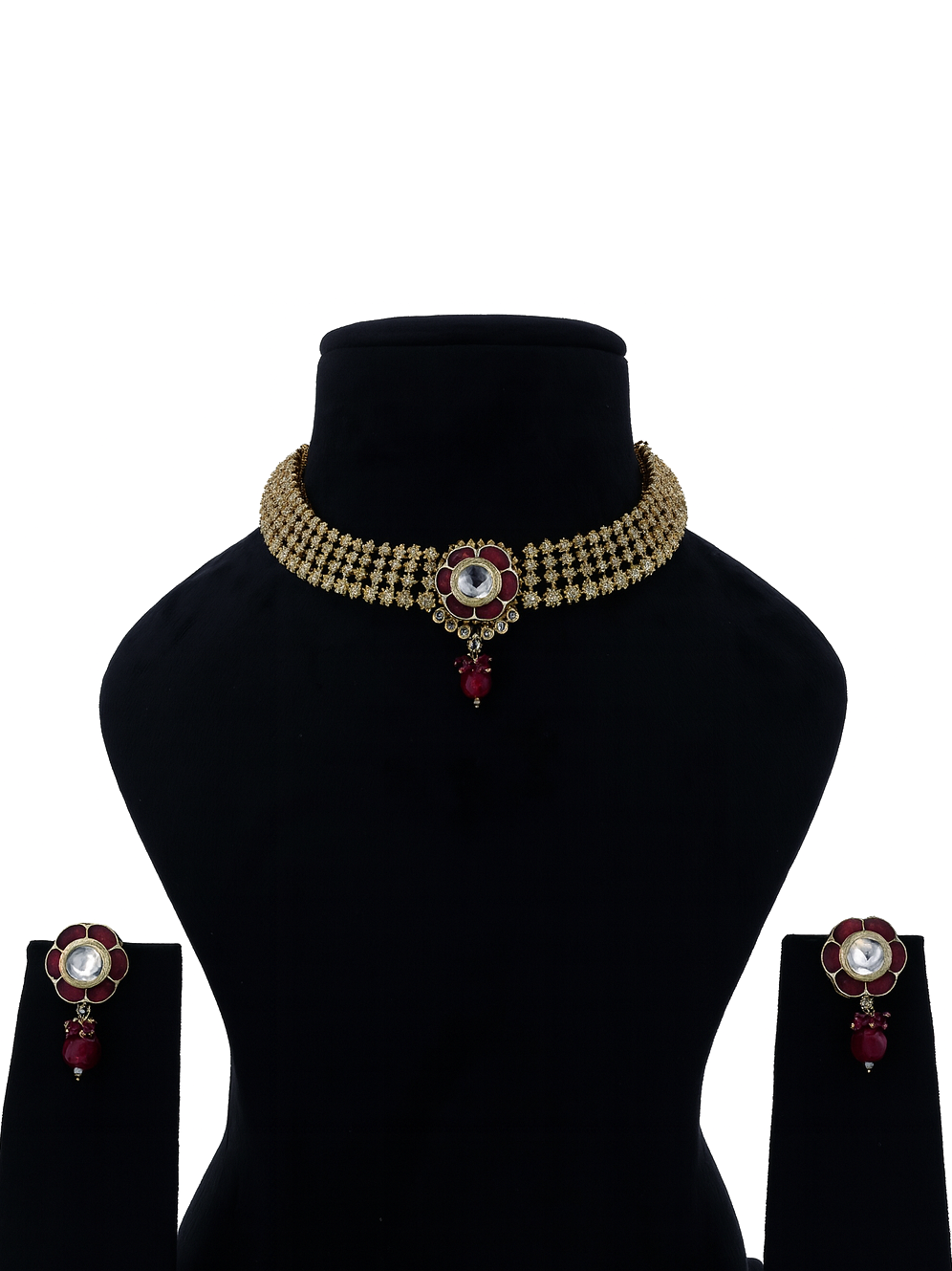 Aanura Elegant Kundan Choker Necklace with Earrings