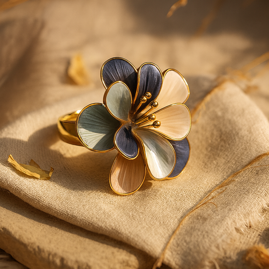 Aanura Multicolor Enamel Flower Ring