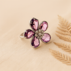 Emerald Flower Statement Ring for Women