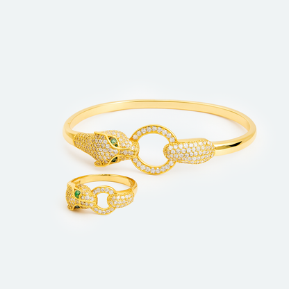 Aanura Gold Panther Head Crystal Bracelet
