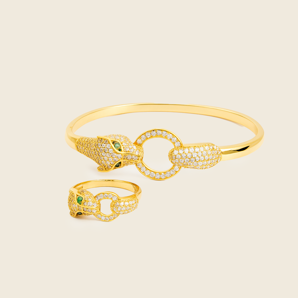 Aanura Gold Panther Head Crystal Bracelet