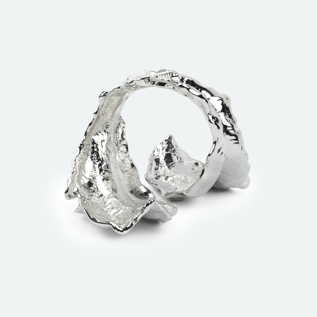 Aanura Silver Textured Statement Bracelet