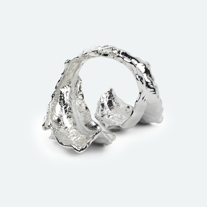 Aanura Silver Textured Statement Bracelet