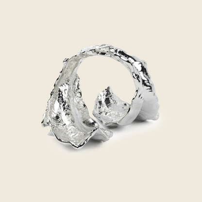 Aanura Silver Textured Statement Bracelet