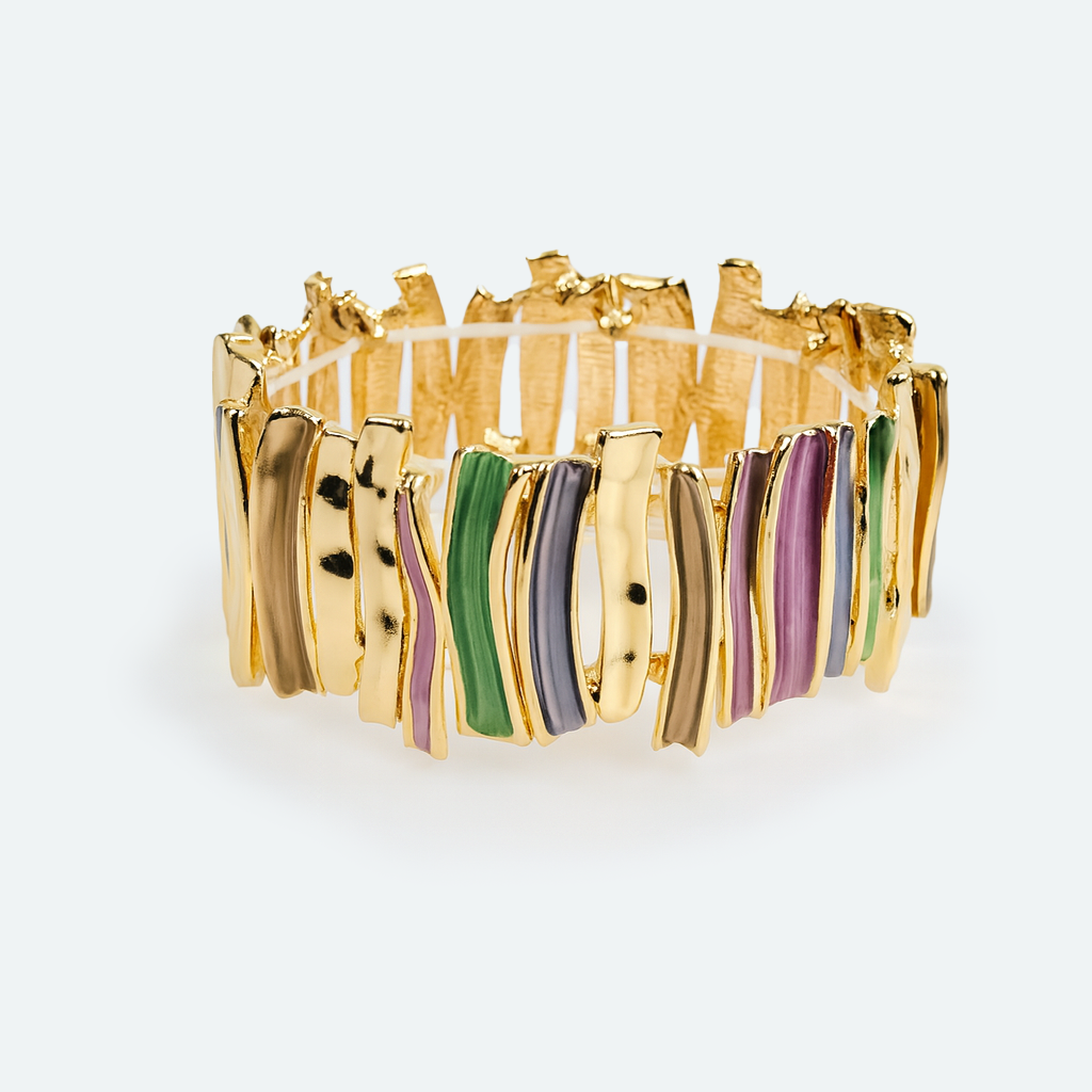 Aanura Abstract Strokes Enamel Gold Bracelet