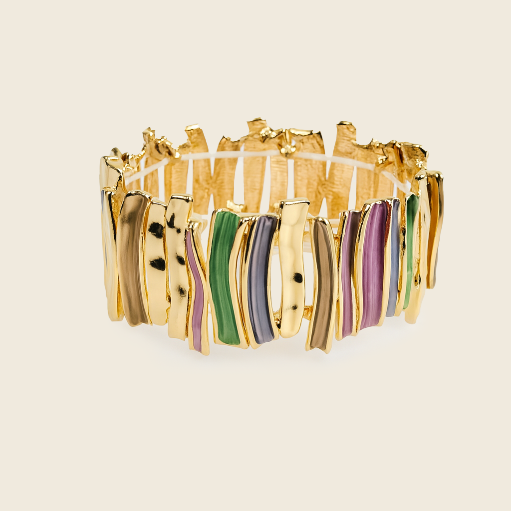 Aanura Abstract Strokes Enamel Gold Bracelet