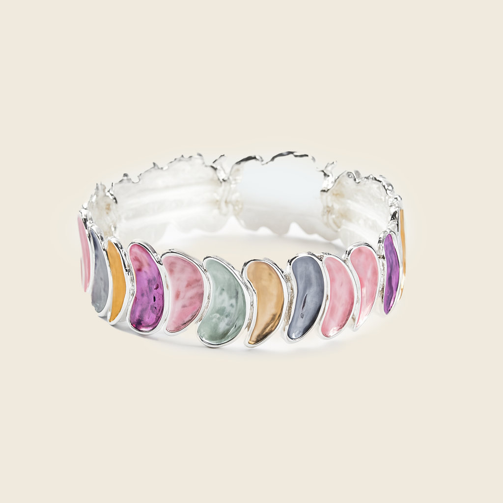Aanura Pastel Petals Abstract Silver Bracelet