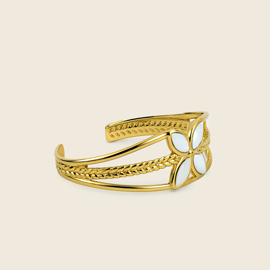 Aanura Gold Floral Open Cuff Bracelet