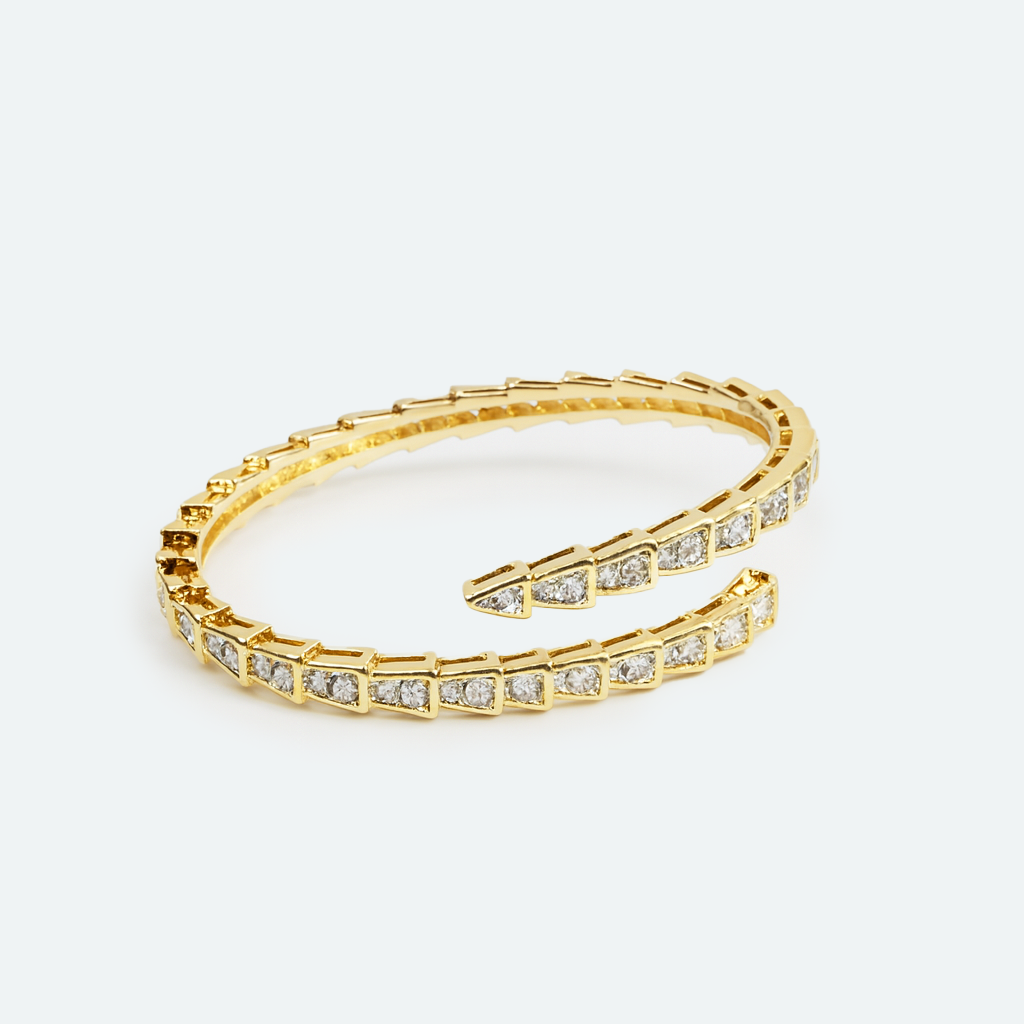 Aanura Serpent-Inspired Gold Diamond Coil Bracelet