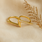 18K Gold Plated Dual Finger Anti-Tarnish Waterproof Ring