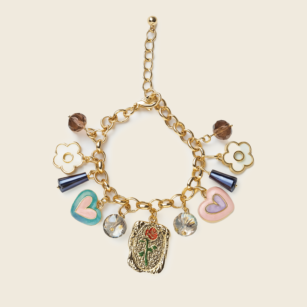 Aanura Heart & Floral Multicharm Bracelet