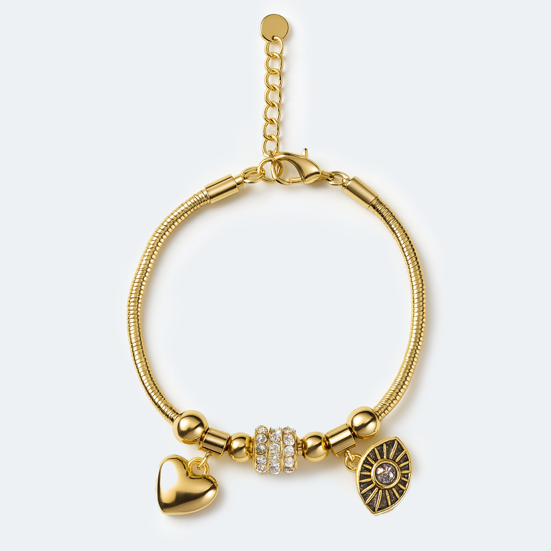 Aanura Gold Evil Eye & Heart Charm Bracelet