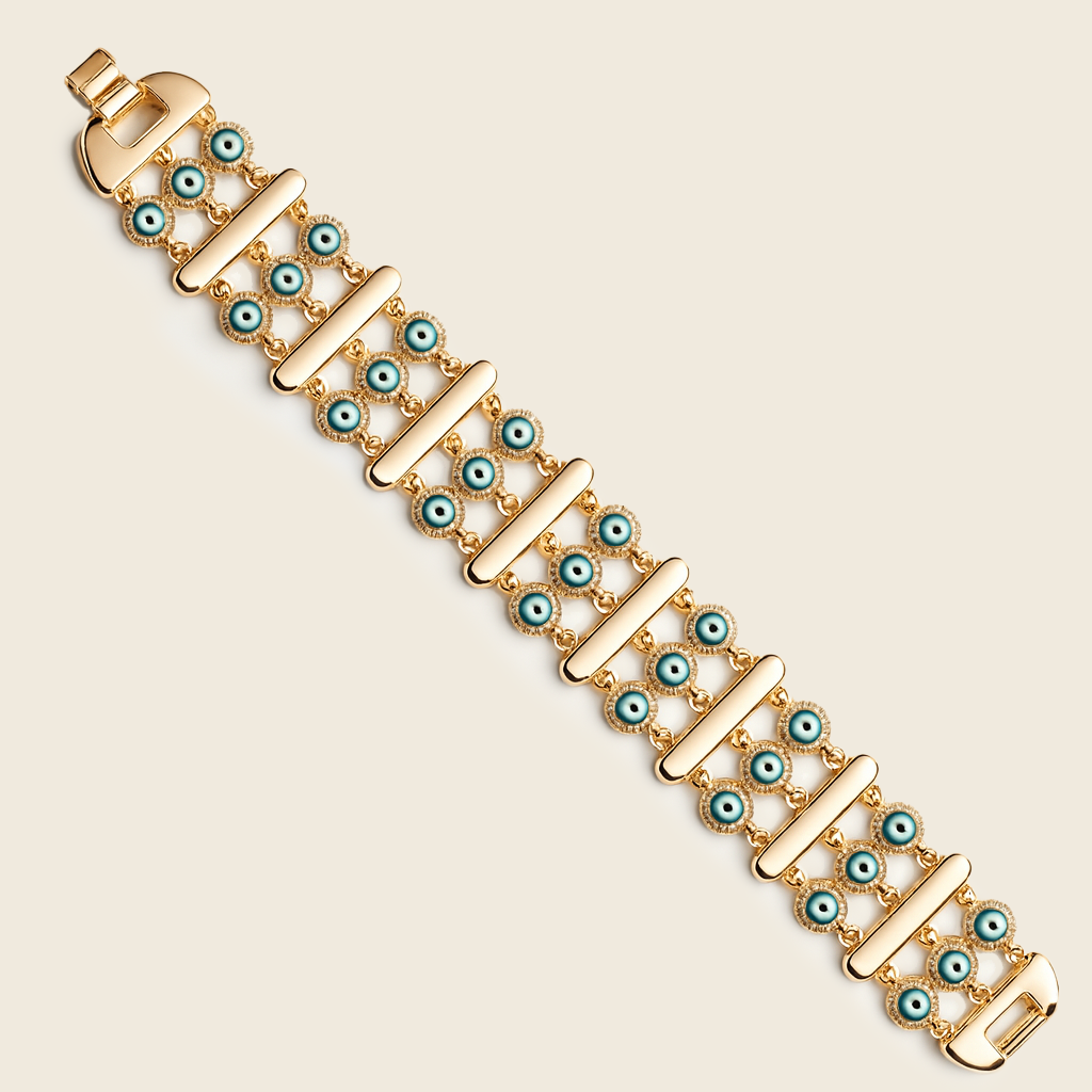 Aanura Double-Layer Evil Eye Gold Bracelet