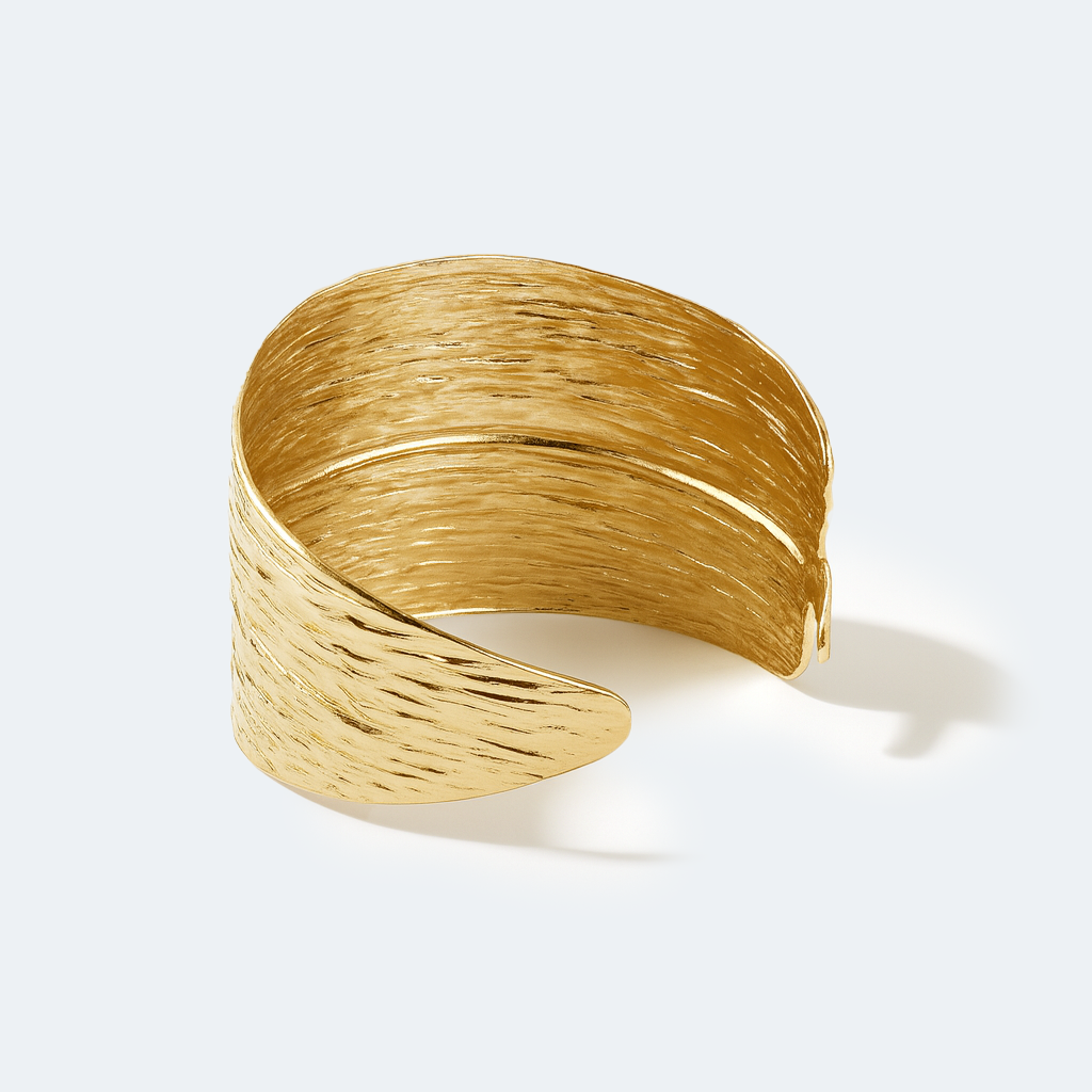 Aanura Textured Wide Gold Cuff Bracelet