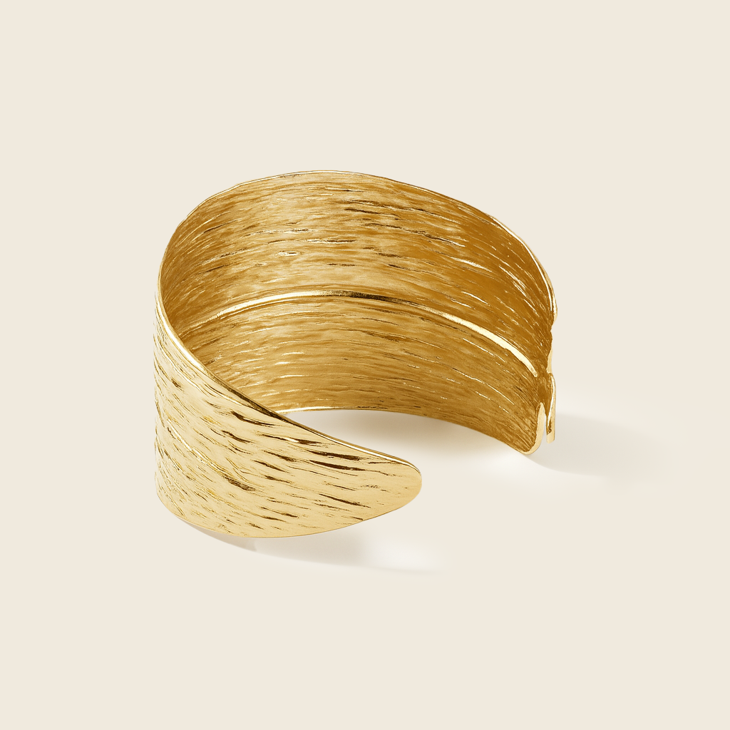 Aanura Textured Wide Gold Cuff Bracelet