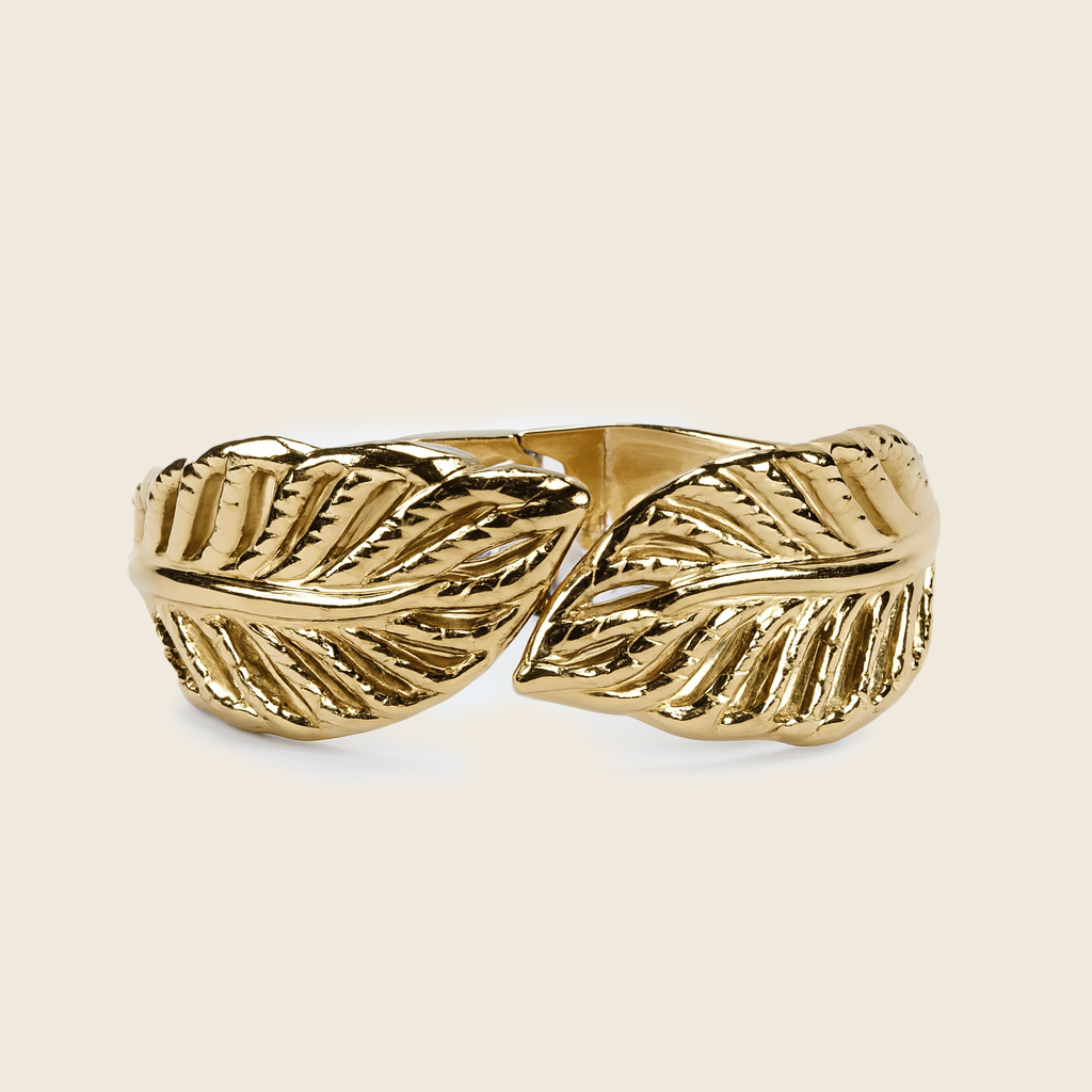 Aanura Golden Leaf Statement Bracelet