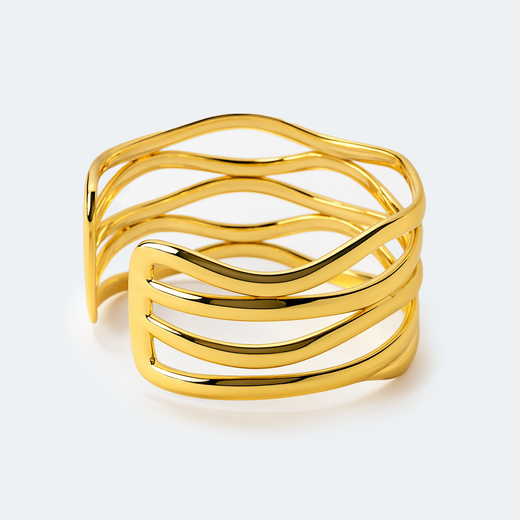 Aanura Golden Wave Cuff Bracelet