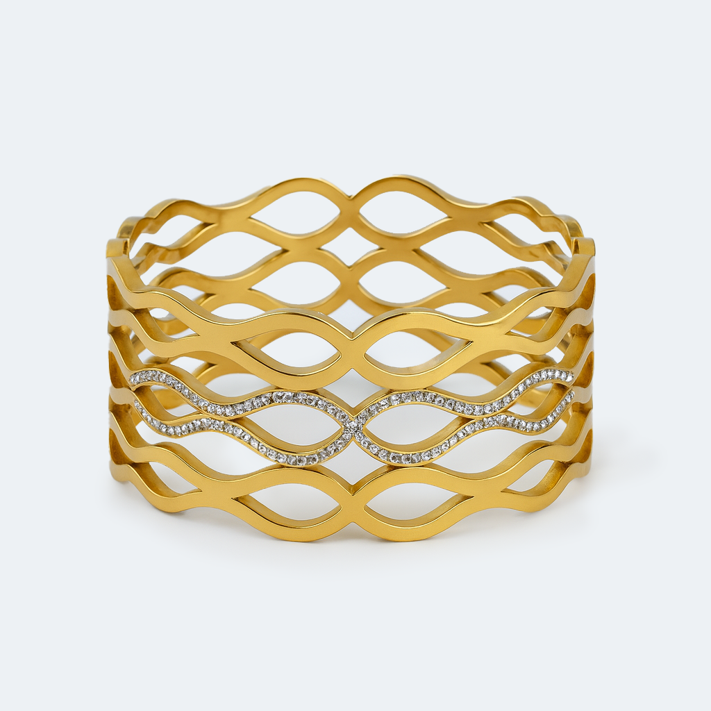 Aanura Golden Lattice Crystal Wave Bracelet