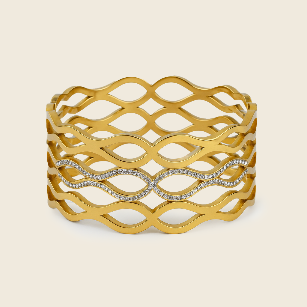 Aanura Golden Lattice Crystal Wave Bracelet