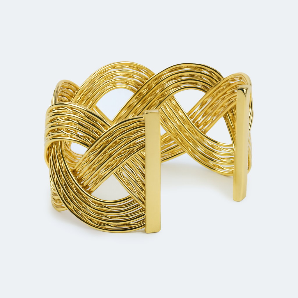 Aanura Golden Infinity Weave Statement Bracelet