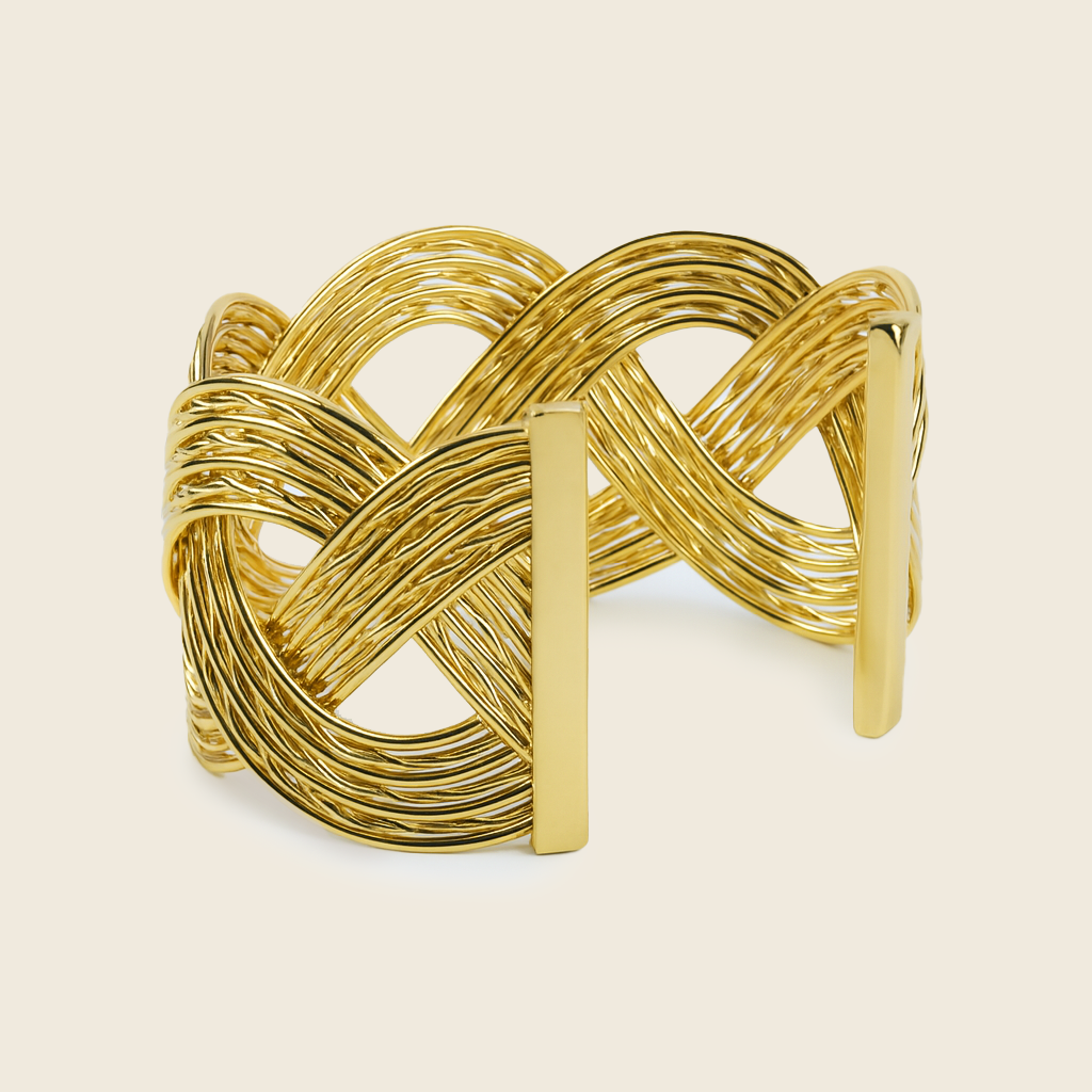 Aanura Golden Infinity Weave Statement Bracelet