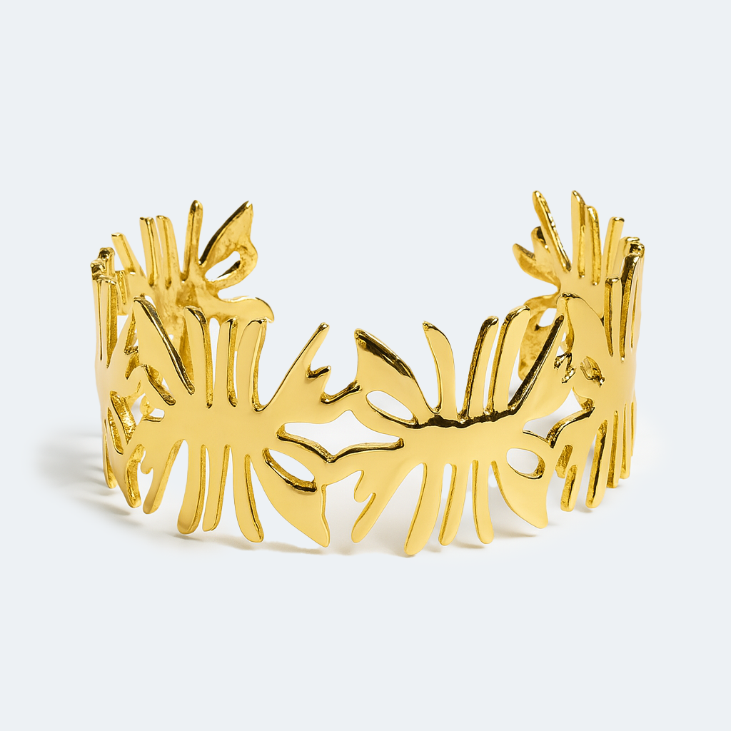 Aanura Tropical Gold Leaf Cut-Out Bracelet