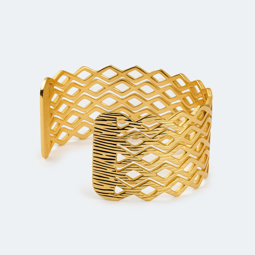 Aanura Diamond Lattice Gold Cuff Bracelet