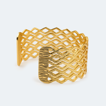 Aanura Diamond Lattice Gold Cuff Bracelet