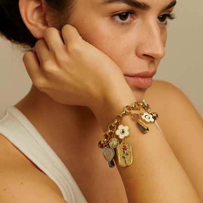 Aanura Heart & Floral Multicharm Bracelet