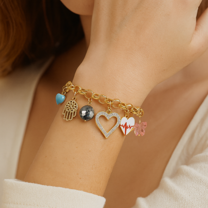 Aanura Multicharm Gold Bracelet with Motifs