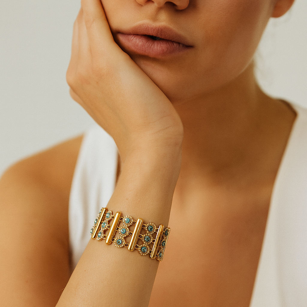 Aanura Double-Layer Evil Eye Gold Bracelet