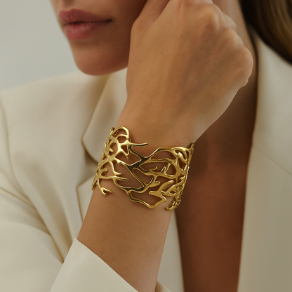 Aanura Coral Reef Gold Cuff Bracelet