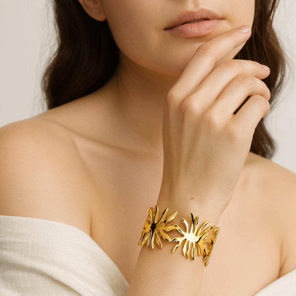 Aanura Tropical Gold Leaf Cut-Out Bracelet