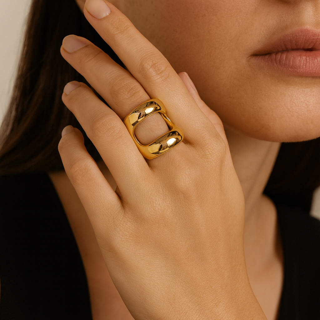 Aanura Abstract Gold Statement Ring