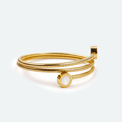 Aanura Dual-Tone Roman Coin Coil Bracelet