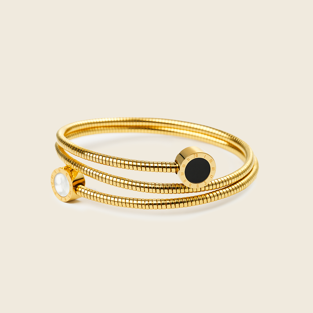 Aanura Dual-Tone Roman Coin Coil Bracelet
