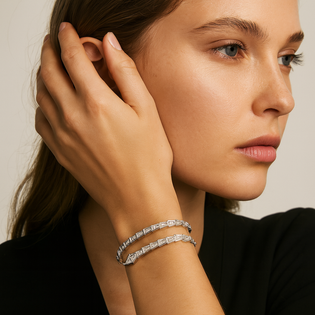 Aanura Serpent-Inspired  Diamond Coil Bracelet