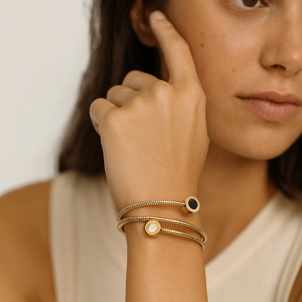 Aanura Dual-Tone Roman Coin Coil Bracelet