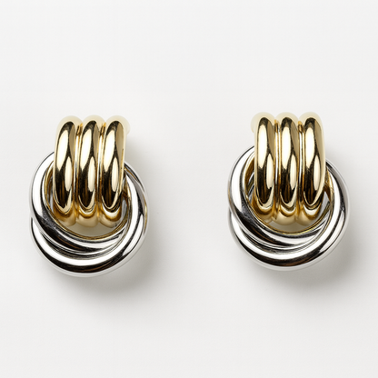 Aanura Dual-Tone Knot Statement Earrings