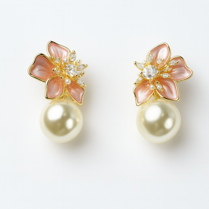 Aanura Floral Pearl Drop Earrings