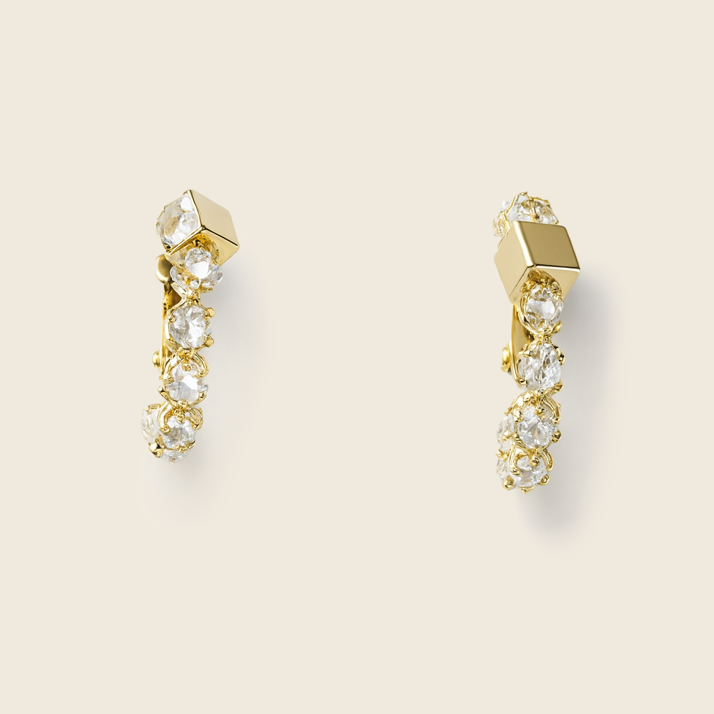 Aanura Crystal Hoop Earrings in Gold